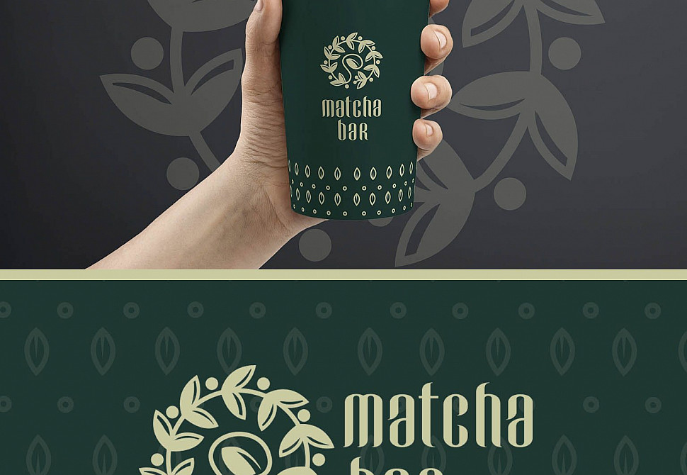 Наше портфолио - Логотип и фирменный стиль для &quot;Matcha bar&quot;